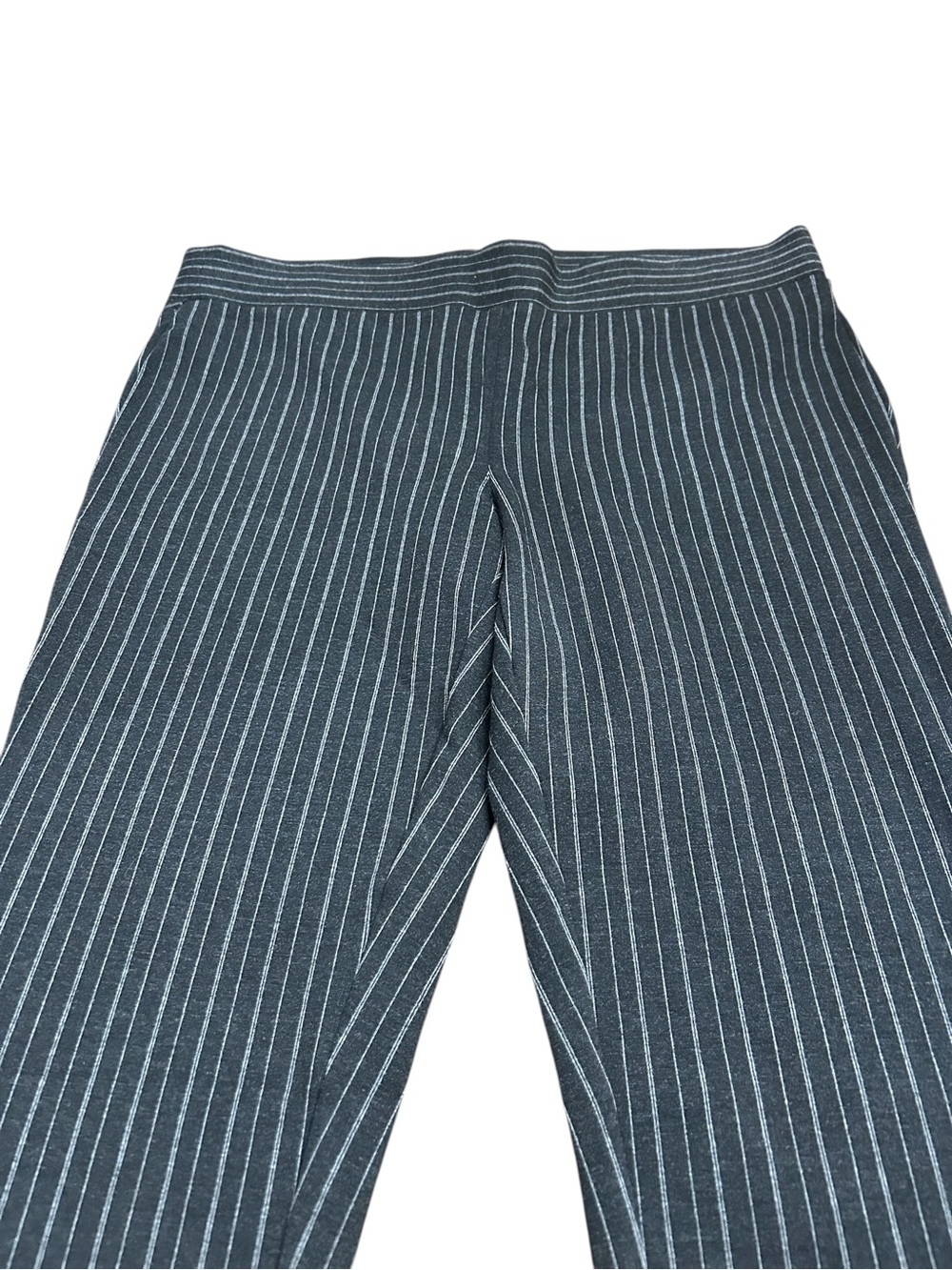 LOFT Black Pinstripe Pull-On Ankle Pants Size Large